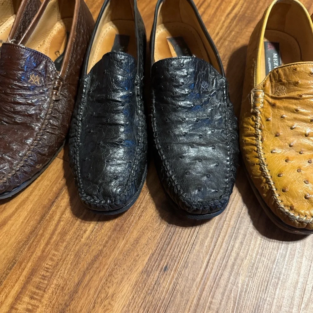 Mezlan Exotic Leather Loafers - Brown, Black, and Tan (3 pairs) Sz 8